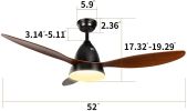 ANKEE Ceiling Fans, 52'' Ceiling Fan with LED Frosted Light and Remote Control