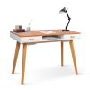 Wooden Writing Desk for Office,Solid Wood Computer Table for Home ,Simple Style,Study Table with Drawers,Wood+White Finish