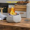 Concrete Tabletop Fireplace, 9" Portable Alcohol Fireplace with Lid for Indoor and Outdoor, 0.1 Gal Max 215 Sq. Ft.