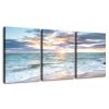 3 panels Framed Canvas Wall Art Decor,3 Pieces Sea Wave Painting Decoration Painting for Chrismas Gift, Office,Dining room,Living room, Bathroom