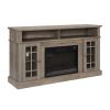 Classic TV Media Stand Modern Entertainment Console with 23" Fireplace Inset for TV Up to 65" with Open and Closed Storage Space, Gray Wash