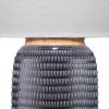 Table Lamp with Ribbed Ceramic Body and Fabric Shade, Gray