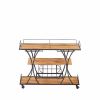 Painted Bar Cart, With Wine Rack And Glass Holder, For Kitchen, Serving, Hotel, Brown