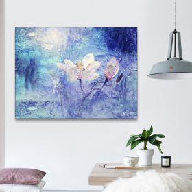 Framed Canvas Wall Art Decor Abstract Style Painting, Impressionism Lotus Painting Decoration For Office Living Room (Color: as Pic)